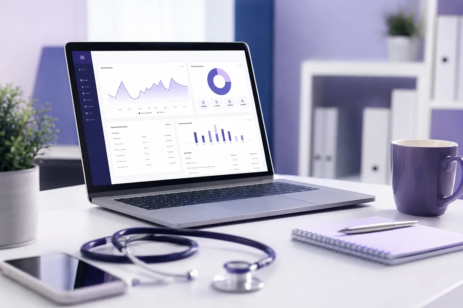 Illustrative website analytics dashboard on a laptop